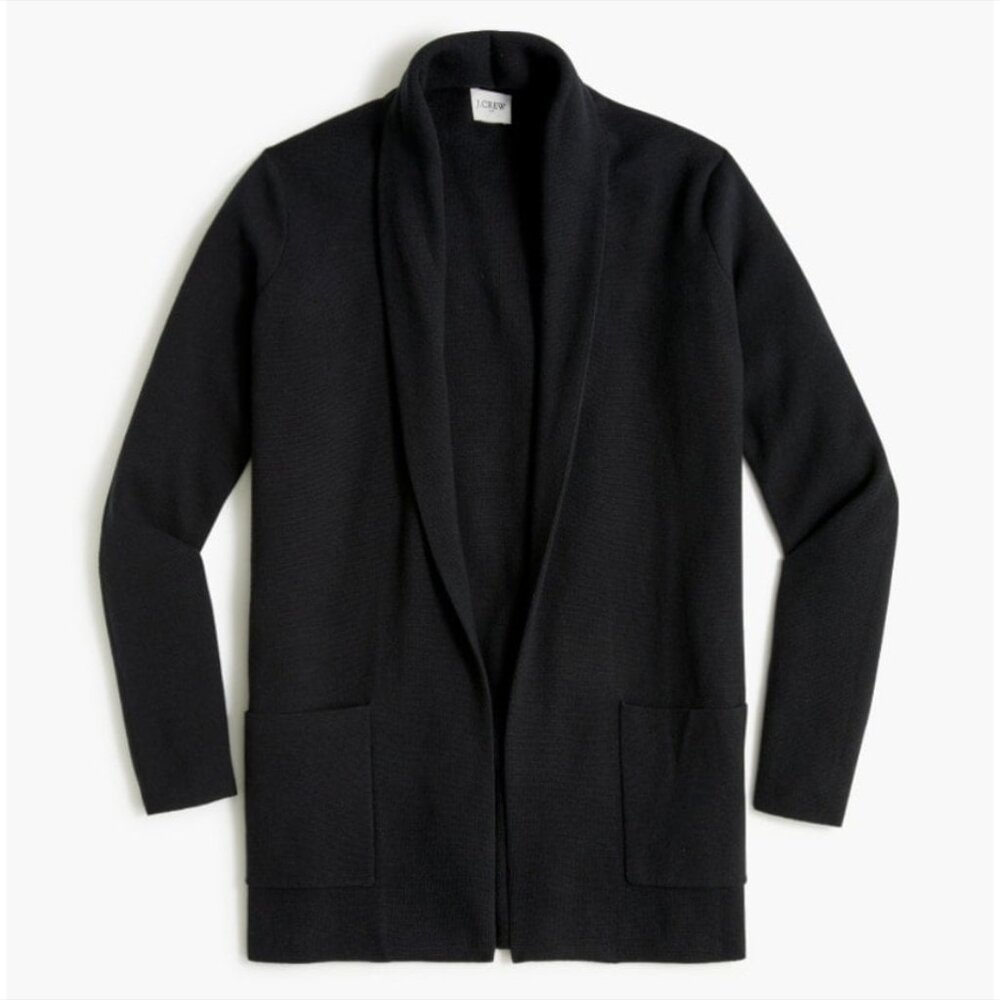 J Crew Chelsea Sweater Blazer M Black NWT Cardigan Open Front BA866 J.Crew Prep